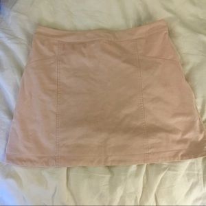 Baby Pink Faux Suede Mini Skirt